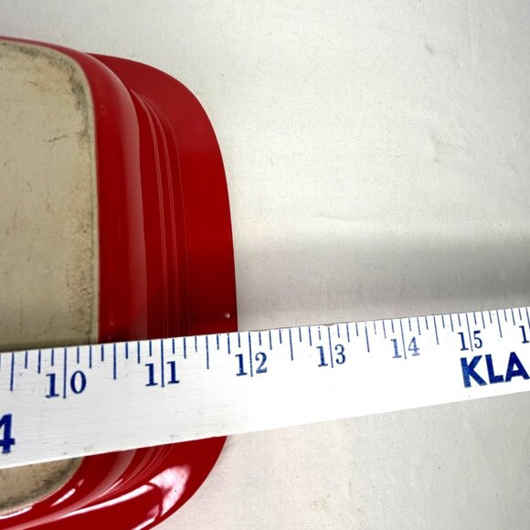 Le Creuset Red Cream Rectangular Stoneware Baking Dish 12" no lid - Picture 7 of 8